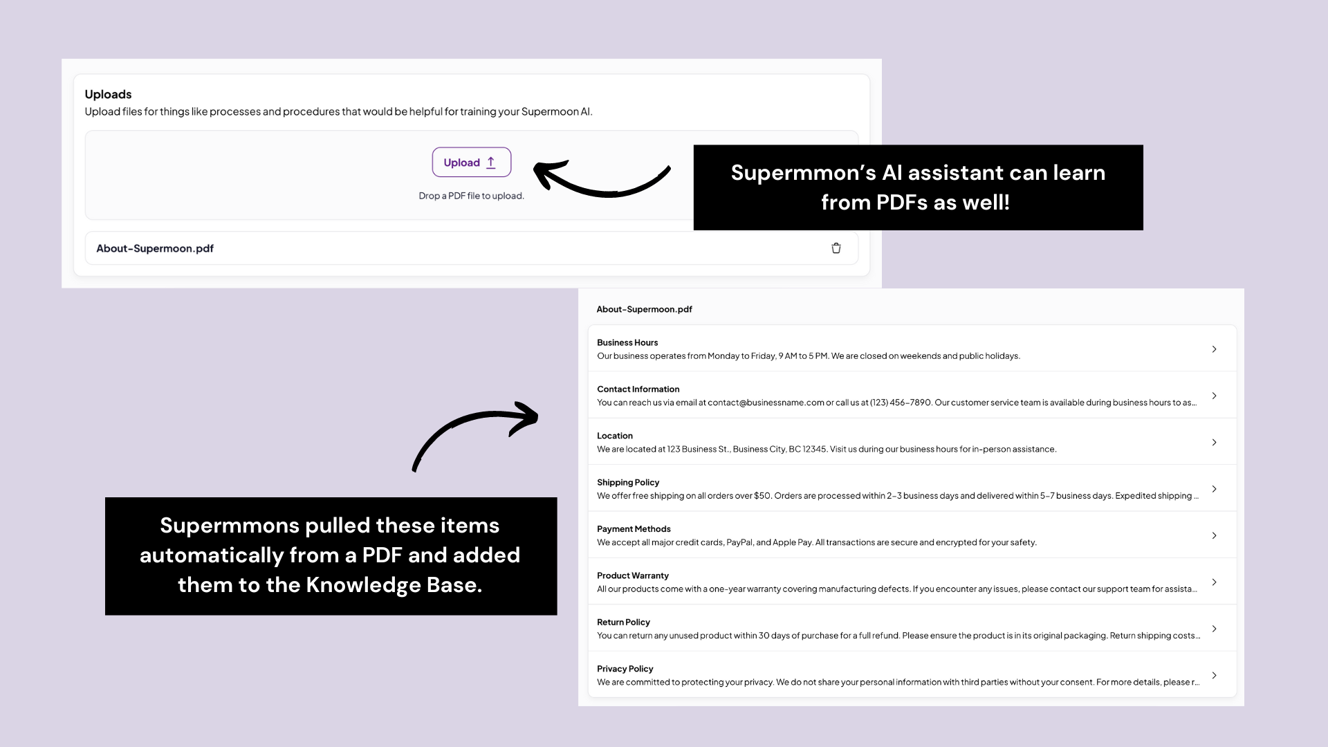 Knowledge Base upload PDF