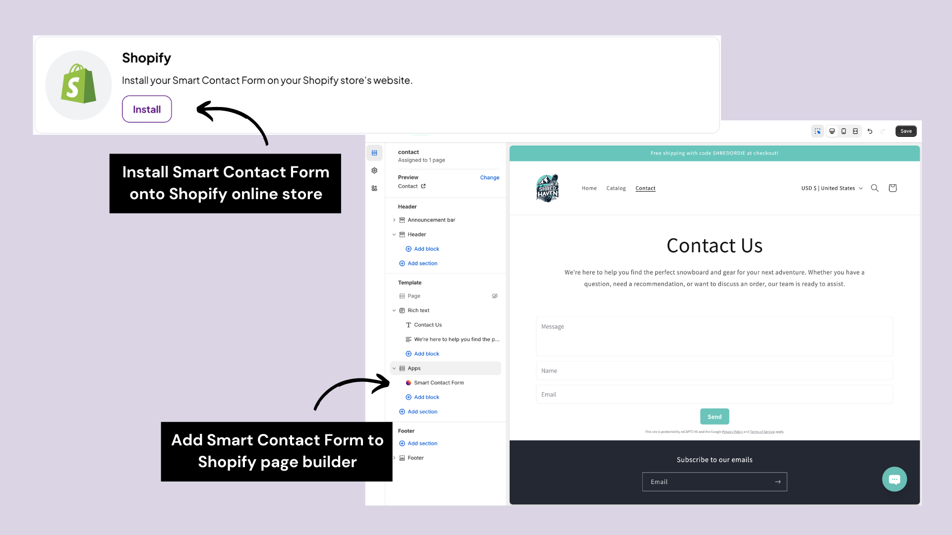 Install Supermoon Smart Contact Form on Shopify website