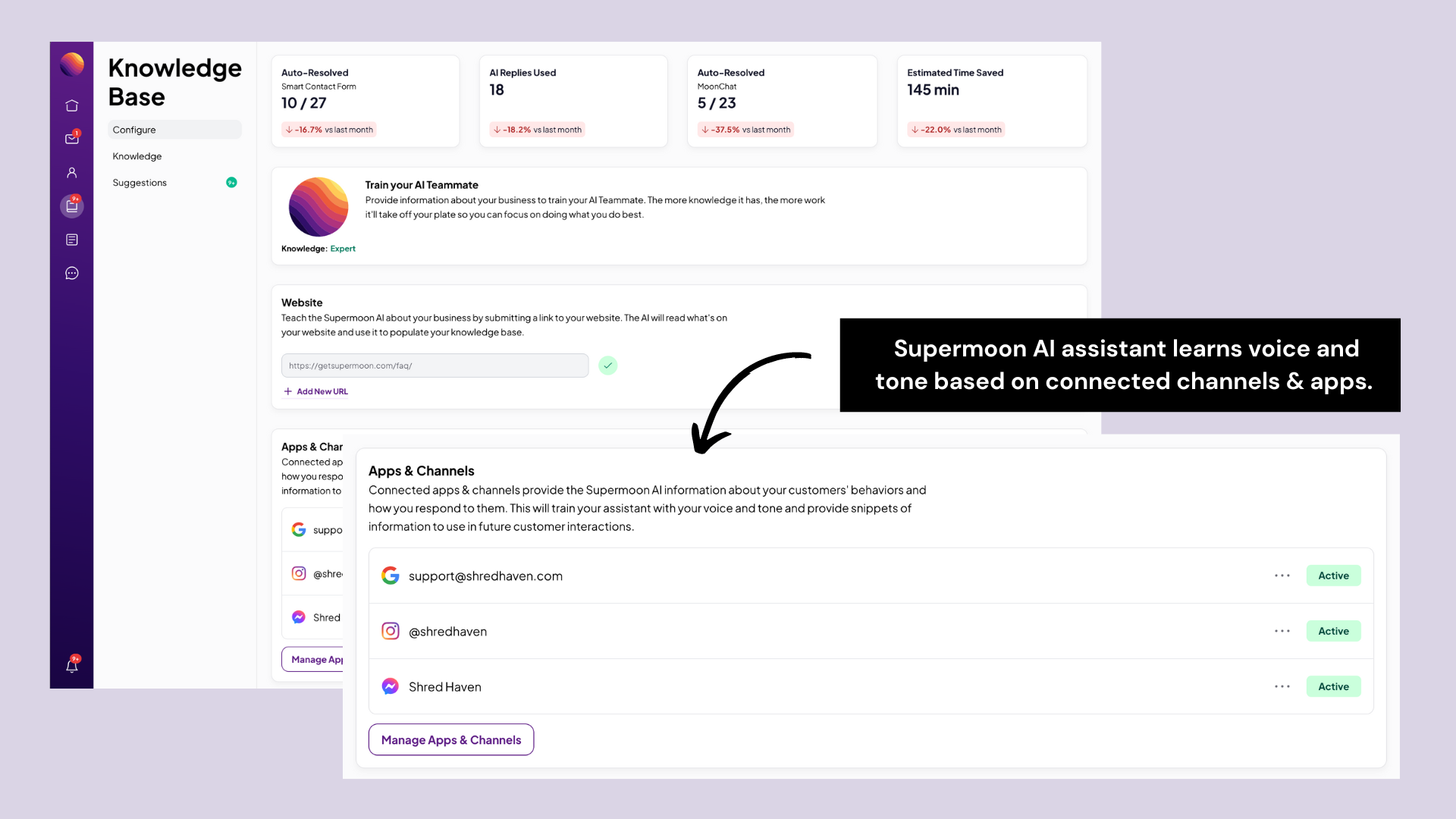 Knowledge Base Connected Channels & Apps