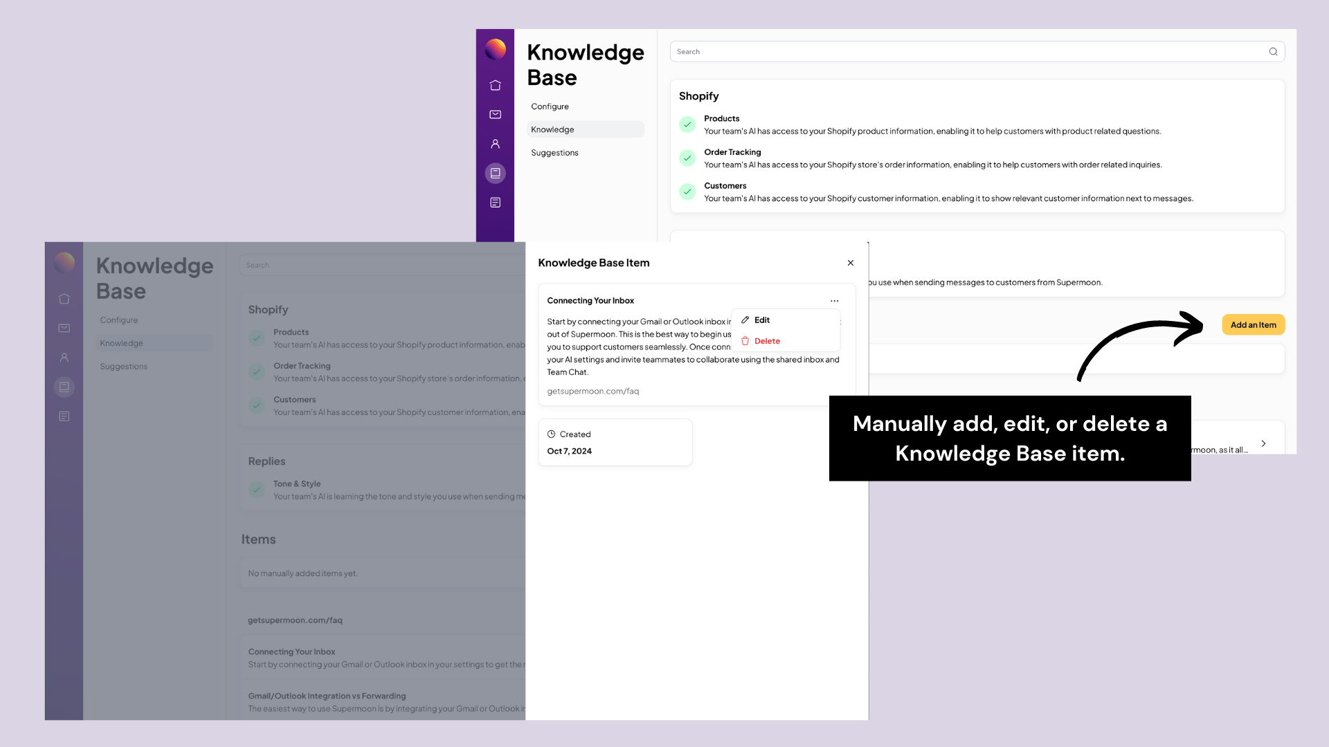 Knowledge Base manually add items